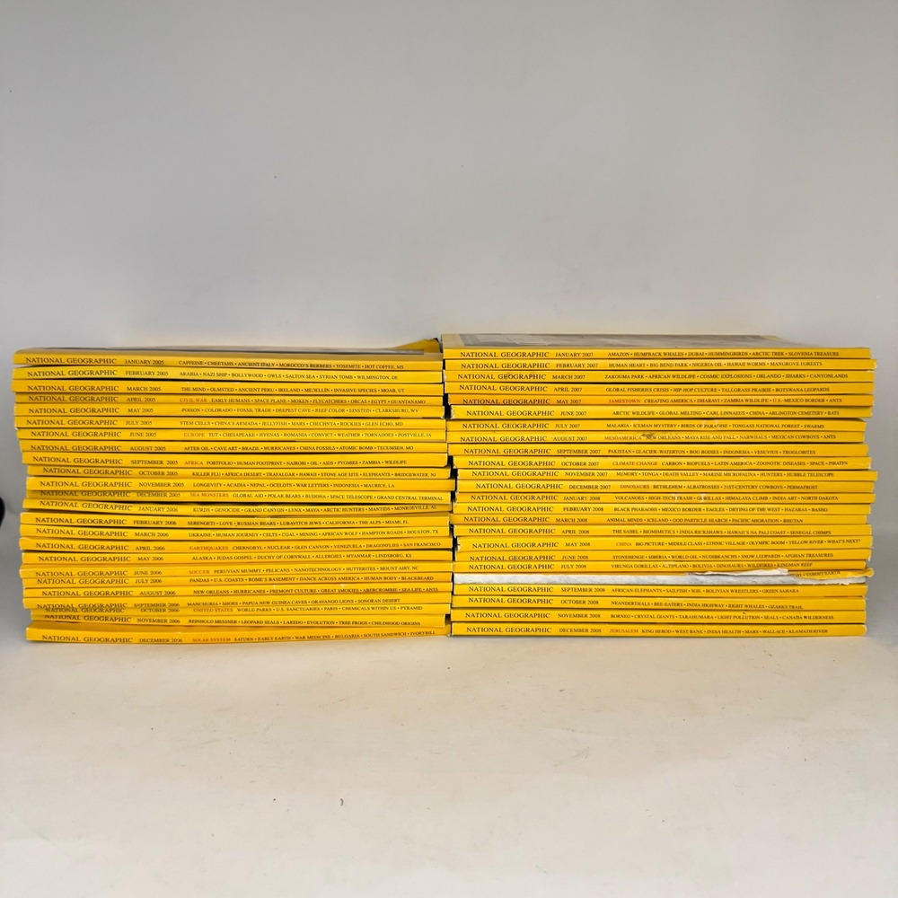 National Geographic Magazine Lot 2005-2008 Full Years 48 Issues Yellow Border